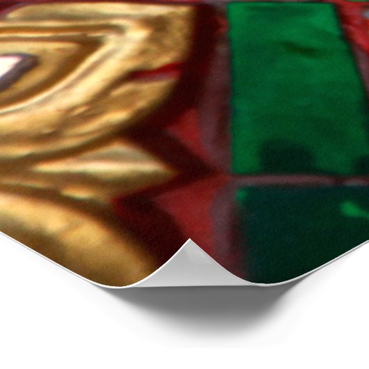 タイのテンプルタイの壁内のタイのパターン ポスター (角)