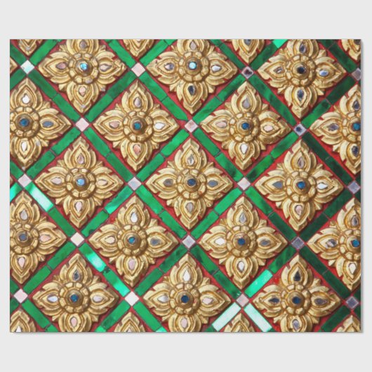 タイのテンプルタイの壁内のタイのパターン ラッピングペーパー (フラット)