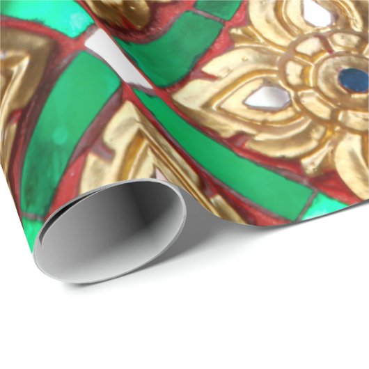 タイのテンプルタイの壁内のタイのパターン ラッピングペーパー (ロールコーナー)