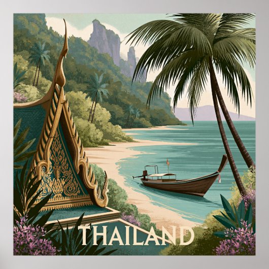 タイのトロピカルイラスト ポスター (正面)