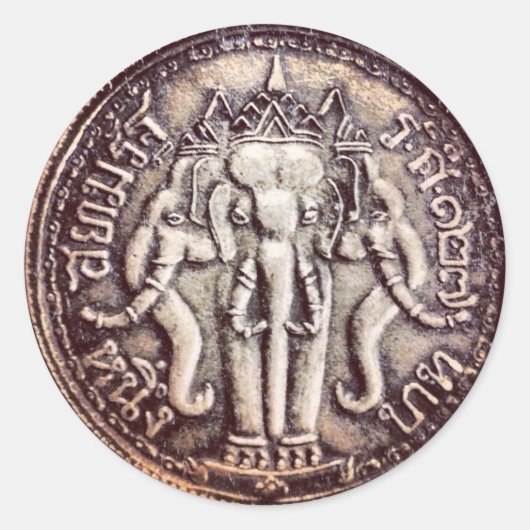 タイのバーツ象の硬貨のステッカー ラウンドシール (正面)