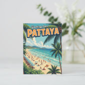 タイのパタヤビーチからの挨拶 旅行 ポストカード (スタンド正面)