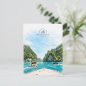 タイのピピ島 水彩画のお土産 ポストカード (スタンド正面)