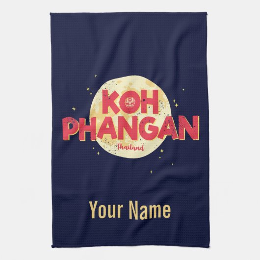 タイのムーンヴィンテージ島とコーパンガン キッチンタオル (縦)