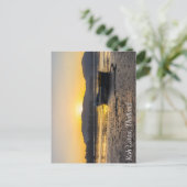 タイのランタ島のビーチに乗った船の上の日の出 ポストカード (スタンド正面)