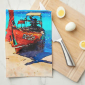 タイのロングテールボート キッチンタオル (四つ折り)