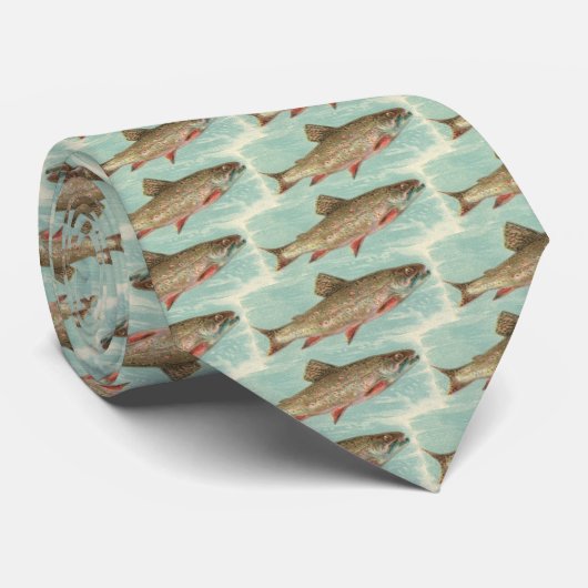 タイのヴィンテージ、旧式な印刷物のブラウン・トラウト ネクタイ (ロール)