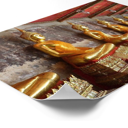 タイの仏像の列 ポスター (角)