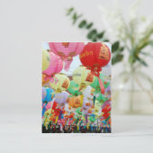 タイの仏教寺院での祭り ポストカード (スタンド正面)