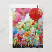 タイの仏教寺院での祭り ポストカード (正面/裏面)