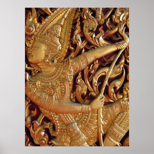 タイの仏教寺院の詳細 ポスター (正面)
