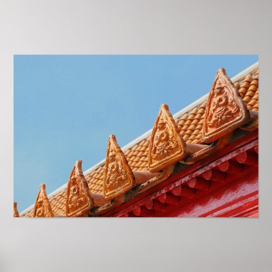 タイの仏教寺院 - 屋根 ポスター (正面)