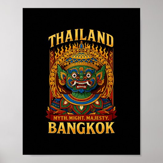 タイの伝説の悪魔Ngkokの火の仮面アートのお土産T ポスター (正面)