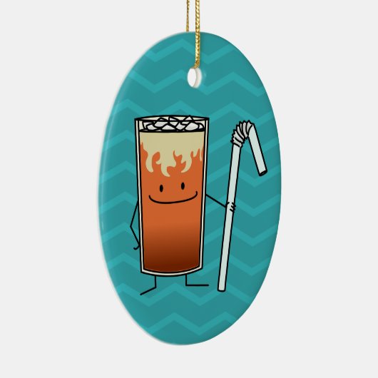 タイの凍らされた茶及び曲げやすいわらの幸せな飲み物タイ セラミックオーナメント (右)