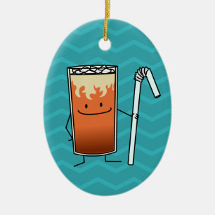 タイの凍らされた茶及び曲げやすいわらの幸せな飲み物タイ セラミックオーナメント