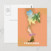 タイの図解入りの、写真付きの地図 ポストカード (正面/裏面)