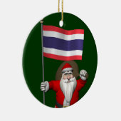 タイの国旗を持つ優しいサンタクロース セラミックオーナメント (右)