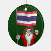 タイの国旗を持つ優しいサンタクロース セラミックオーナメント (左)