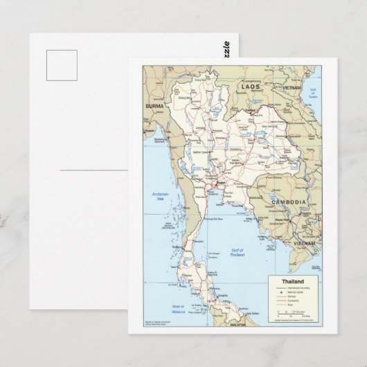 タイの地図 ポストカード (正面/裏面)