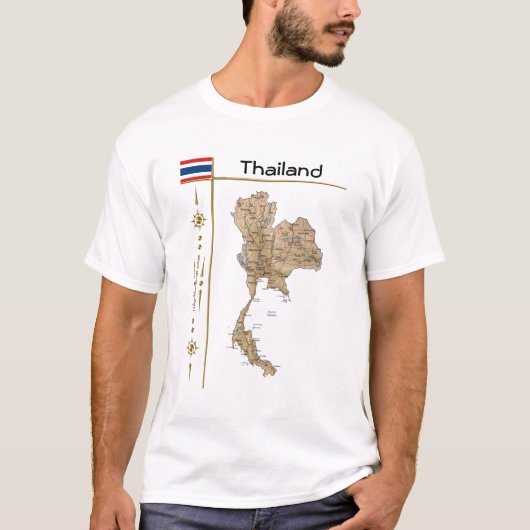 タイの地図+国旗+タイトルTシャツ Tシャツ (正面)