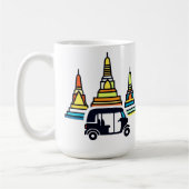 タイの寺院とトゥクトゥク コーヒーマグカップ (左)