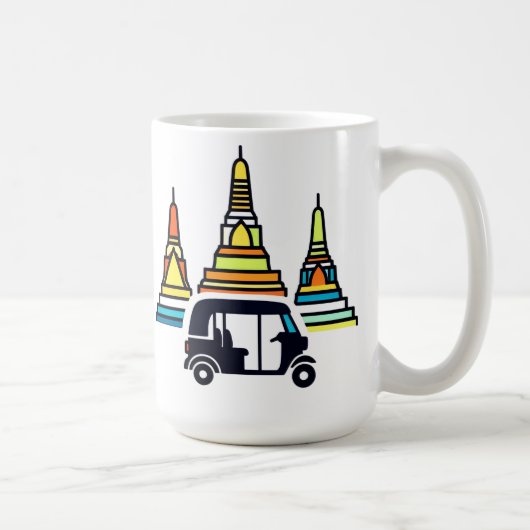タイの寺院とトゥクトゥク コーヒーマグカップ (右)
