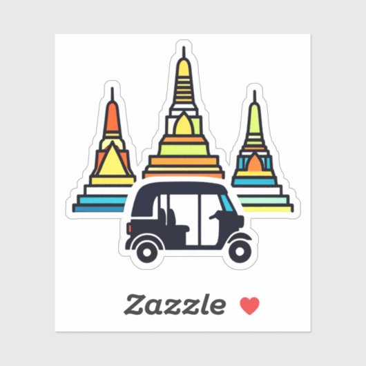 タイの寺院とトゥクトゥク シール (シート)
