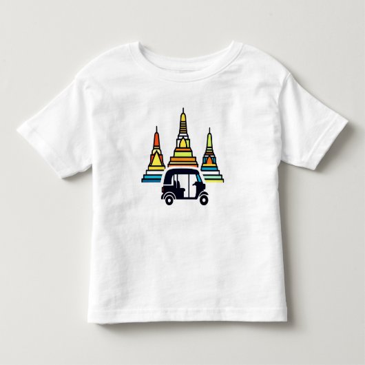 タイの寺院とトゥクトゥク トドラーTシャツ (正面)