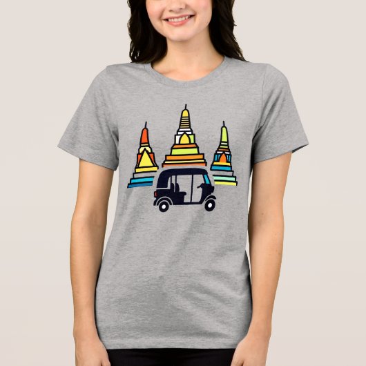 タイの寺院とトゥクトゥク トライブレンドTシャツ (正面)