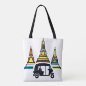 タイの寺院とトゥクトゥク トートバッグ (裏面)