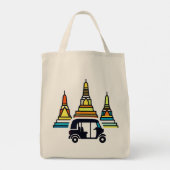 タイの寺院とトゥクトゥク トートバッグ (裏面)