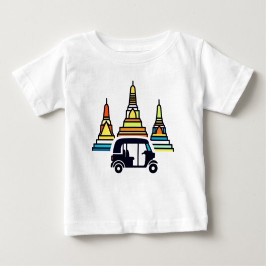 タイの寺院とトゥクトゥク ベビーTシャツ (正面)