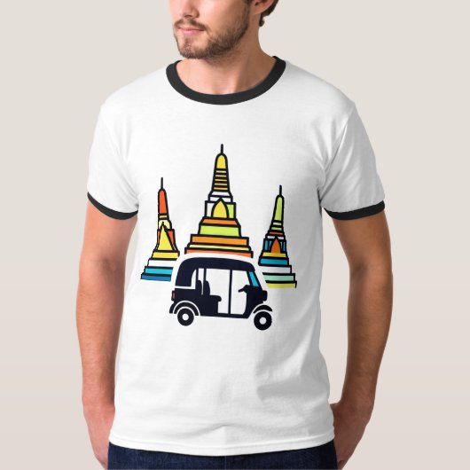 タイの寺院とトゥクトゥク Tシャツ (正面)