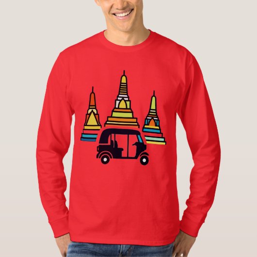 タイの寺院とトゥクトゥク Tシャツ (正面)