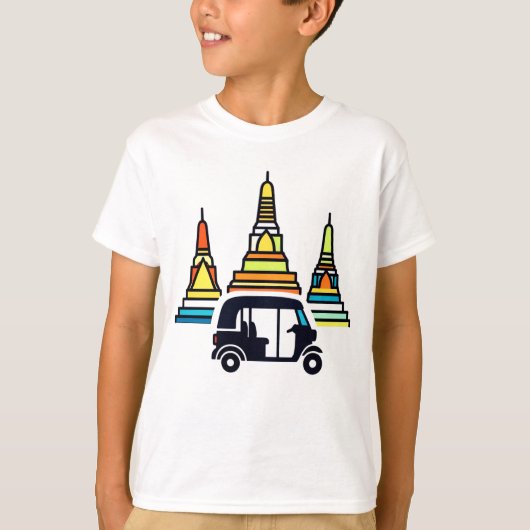 タイの寺院とトゥクトゥク Tシャツ (正面)