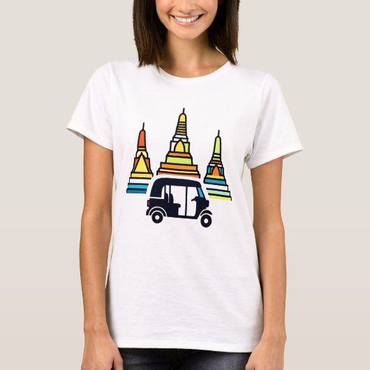 タイの寺院とトゥクトゥク Tシャツ (正面)