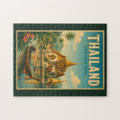 タイの寺院イラスト旅行アートヴィンテージ ジグソーパズル (横)