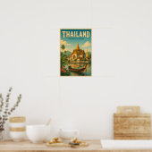 タイの寺院イラスト旅行アートヴィンテージ ポスター (キッチン)