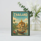 タイの寺院イラスト旅行アートヴィンテージ ポストカード (スタンド正面)