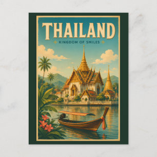 タイの寺院イラスト旅行アートヴィンテージ ポストカード