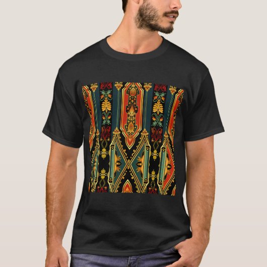 タイの寺院建築要素のシームレスなパターン Tシャツ (正面)