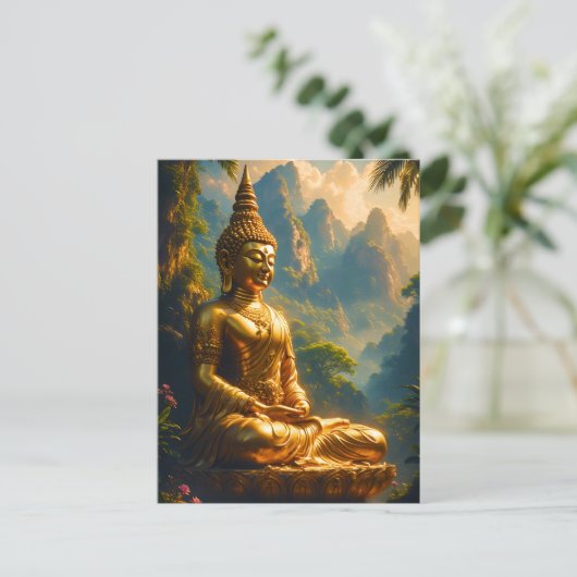 タイの峰での黄金の瞑想 ポストカード (スタンド正面)