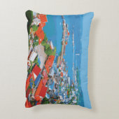 タイの島、コーシーチャン - 色とどろく港の景色 アクセントクッション (裏面(縦))