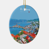 タイの島、コーシーチャン - 色とどろく港の景色 セラミックオーナメント (右)