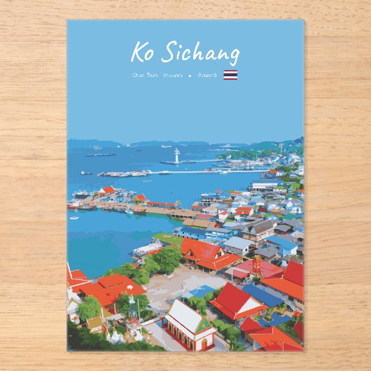 タイの島、コーシーチャン - 色とりどりの港の風景 アクリル招待状 (正面)