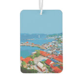 タイの島、コーシーチャン - 色とりどりの港の風景 カーエアーフレッシュナー (裏面)