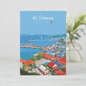 タイの島、コーシーチャン - 色とりどりの港の風景 招待状 (スタンド正面)