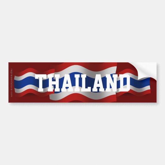 タイの振る旗 バンパーステッカー (正面)