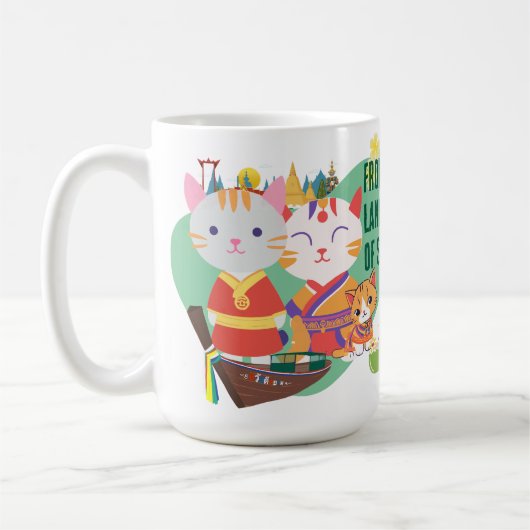 タイの文化ネコ | 微笑みの国の伝統ギフト コーヒーマグカップ (左)