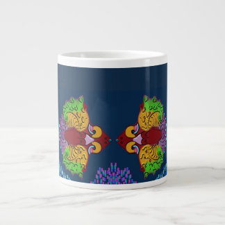 タイの文字を使った抽象的な魚の芸術的デザインのジャンボマグ ジャンボコーヒーマグカップ